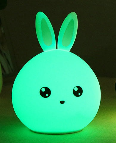Cute Night Light Animal Rabbit Night Lamps Touch Sensor Silicone LED Colorful Lights