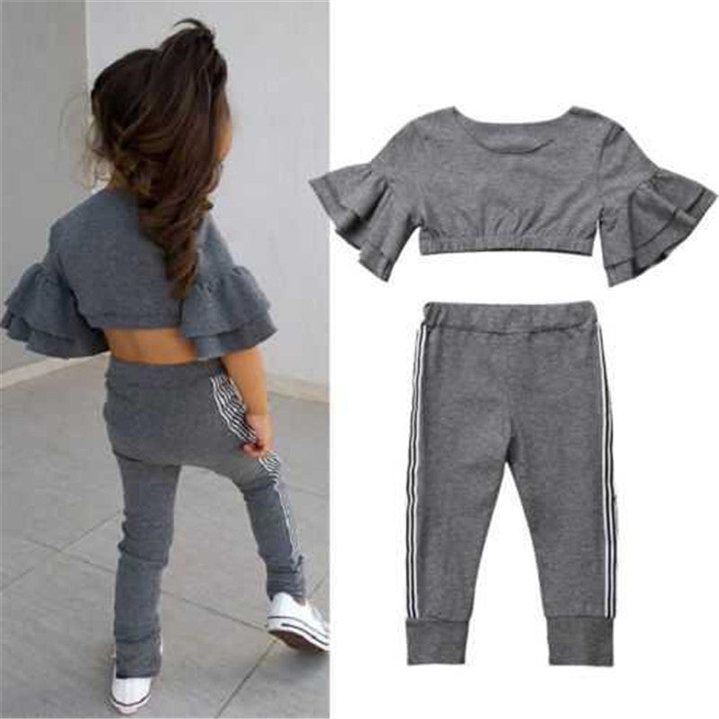 Autumn Kids Baby Girls T-Shirt Pants Outfits - 2P