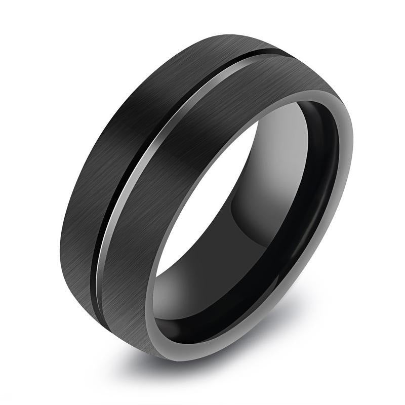 Bague en acier titane noir