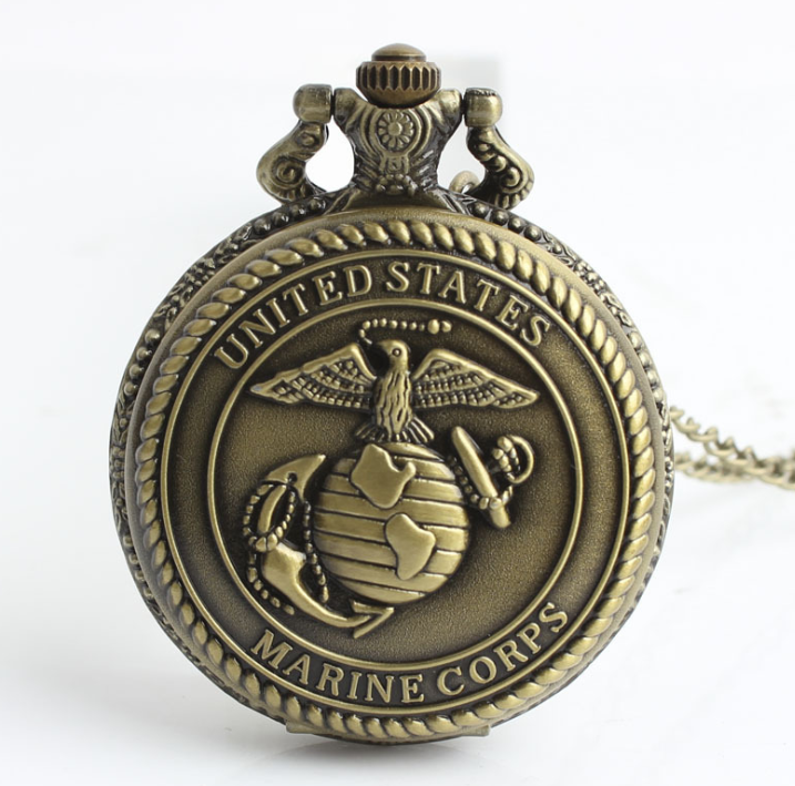 Europe And The United States Foreign Trade Original US Marine Corps Quartz Watch Commemorative Army Retro Large Quartz Pocket Watch - Military Patriotic Precision Durable Classic
