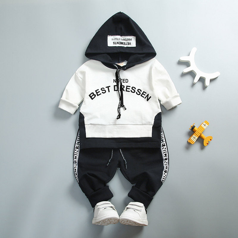 Boys' Suit Letter Print Hood