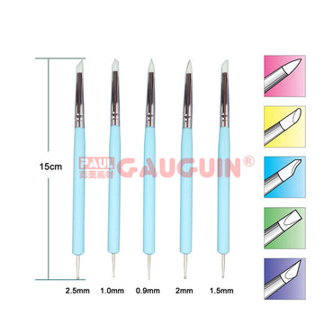 Professional Nail Art Sculpture Tools - 15cm 5pcs Set | 0.9-2.5mm Ball 5mm Silicone Tips