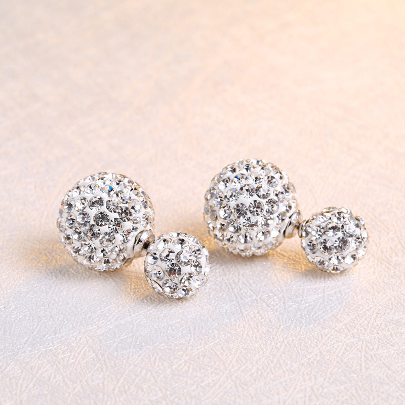 S925 sterling silver earrings Austrian rhinestones double-sided earrings