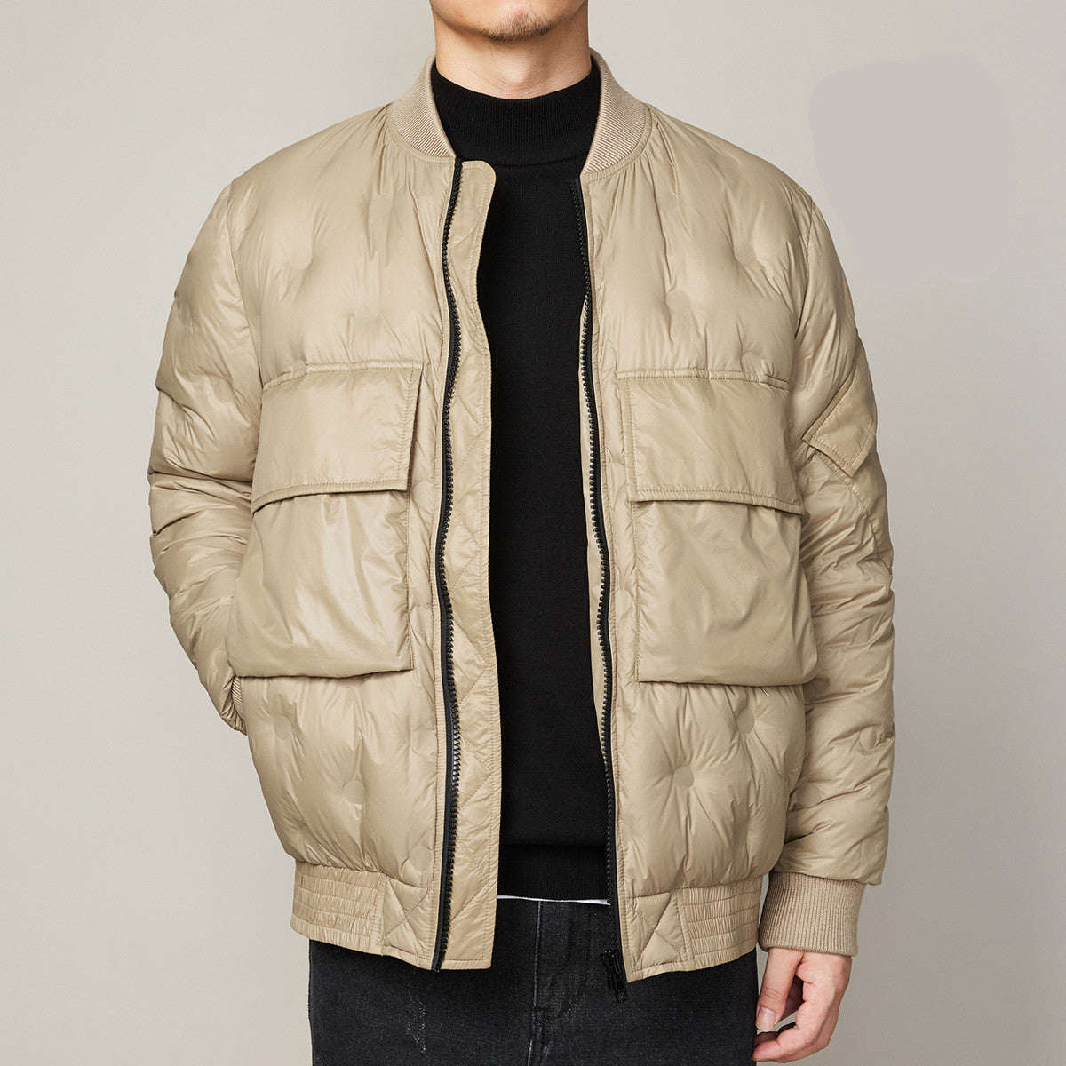Nouveau Hiver Baseball col léger doudoune hommes gris canard vers le bas veste chaude