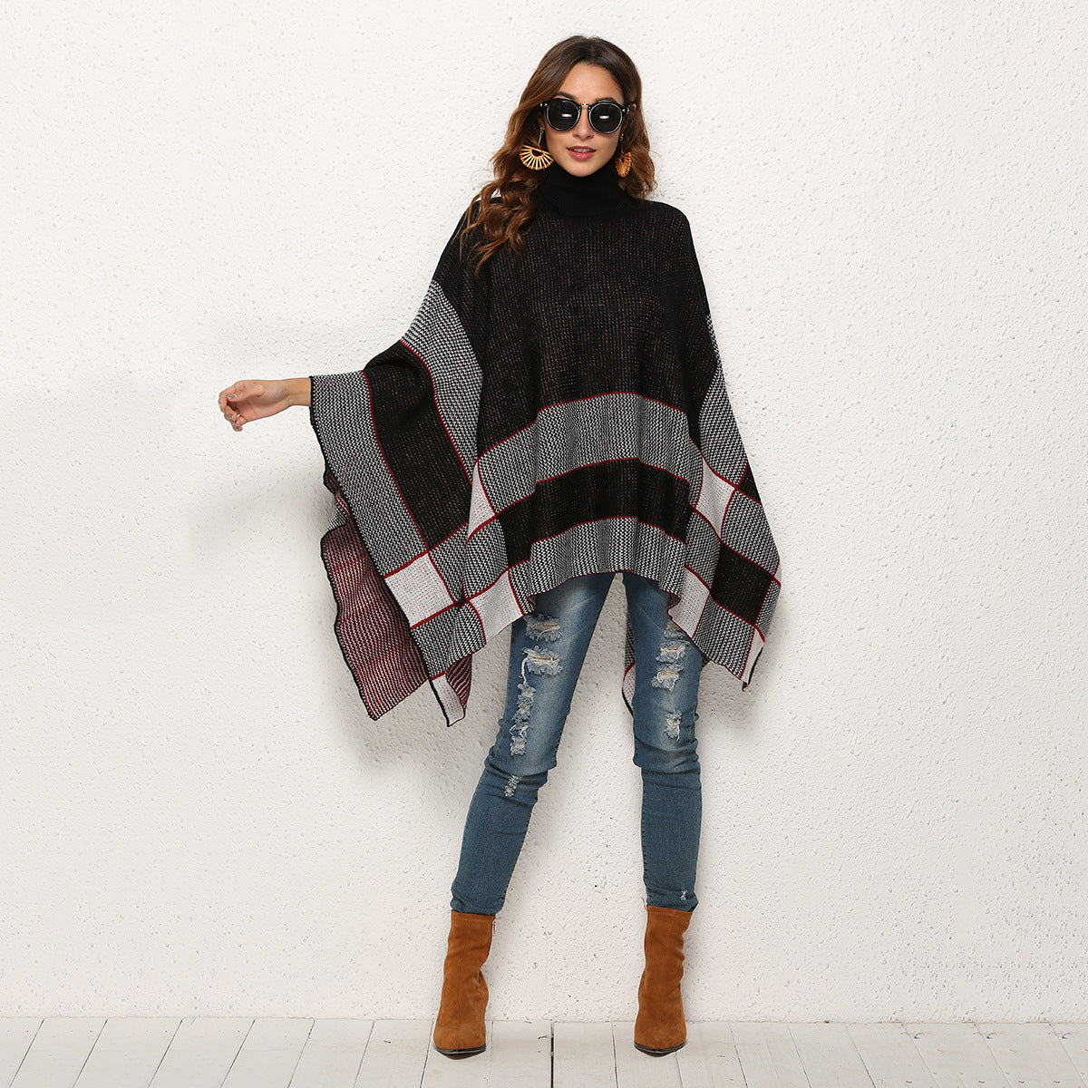 Stylish Cape Turtleneck Sweater - Warmth and Style Combined