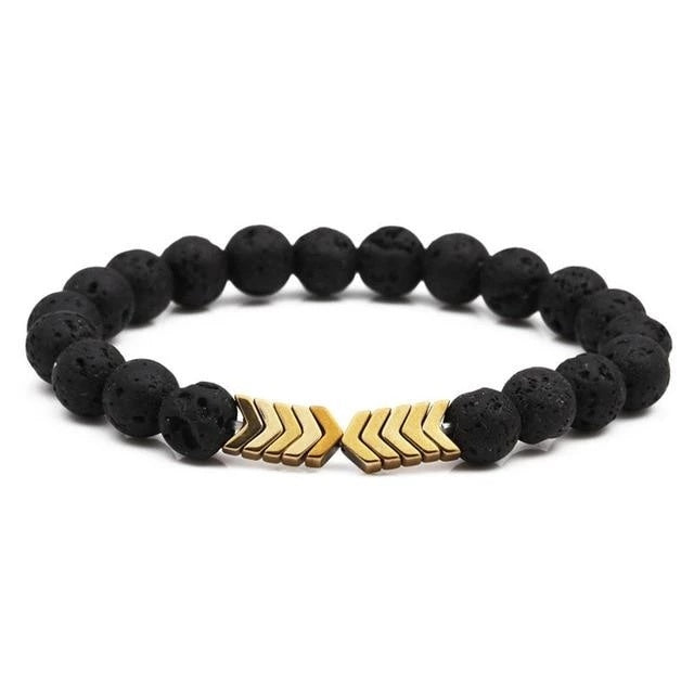 Lila pil män och kvinnor Naturstensarmband Volcanic Stone Magnet armbindel