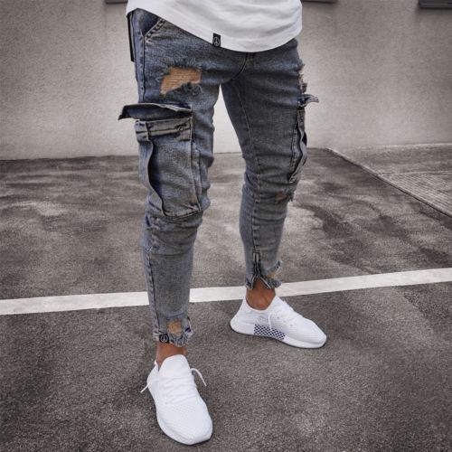 Cargo Hole Denim Jeans Herr