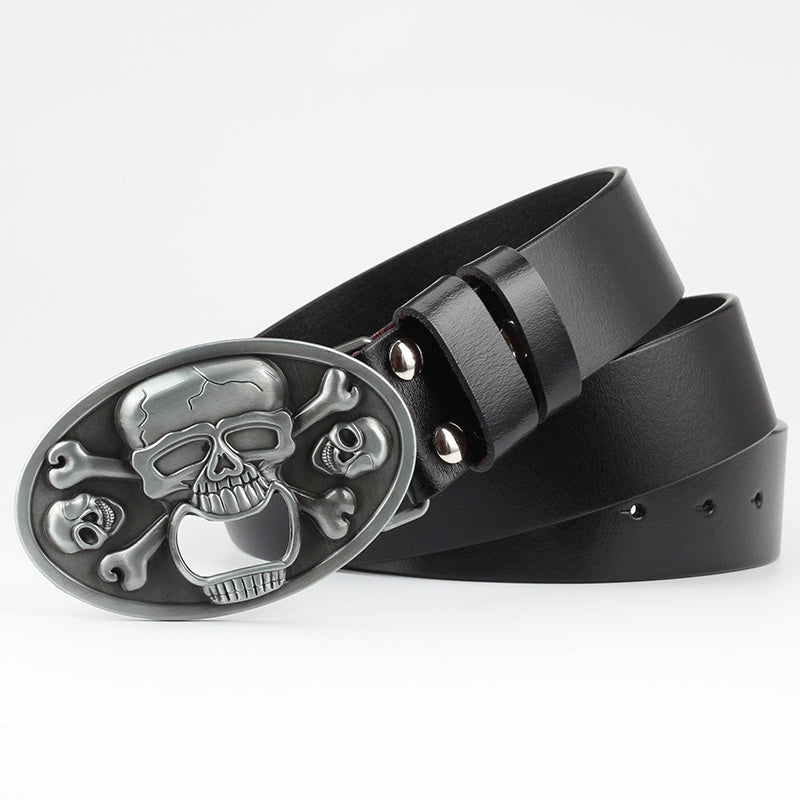 Ceinture décorative décontractée avec tête de mort pour hommes