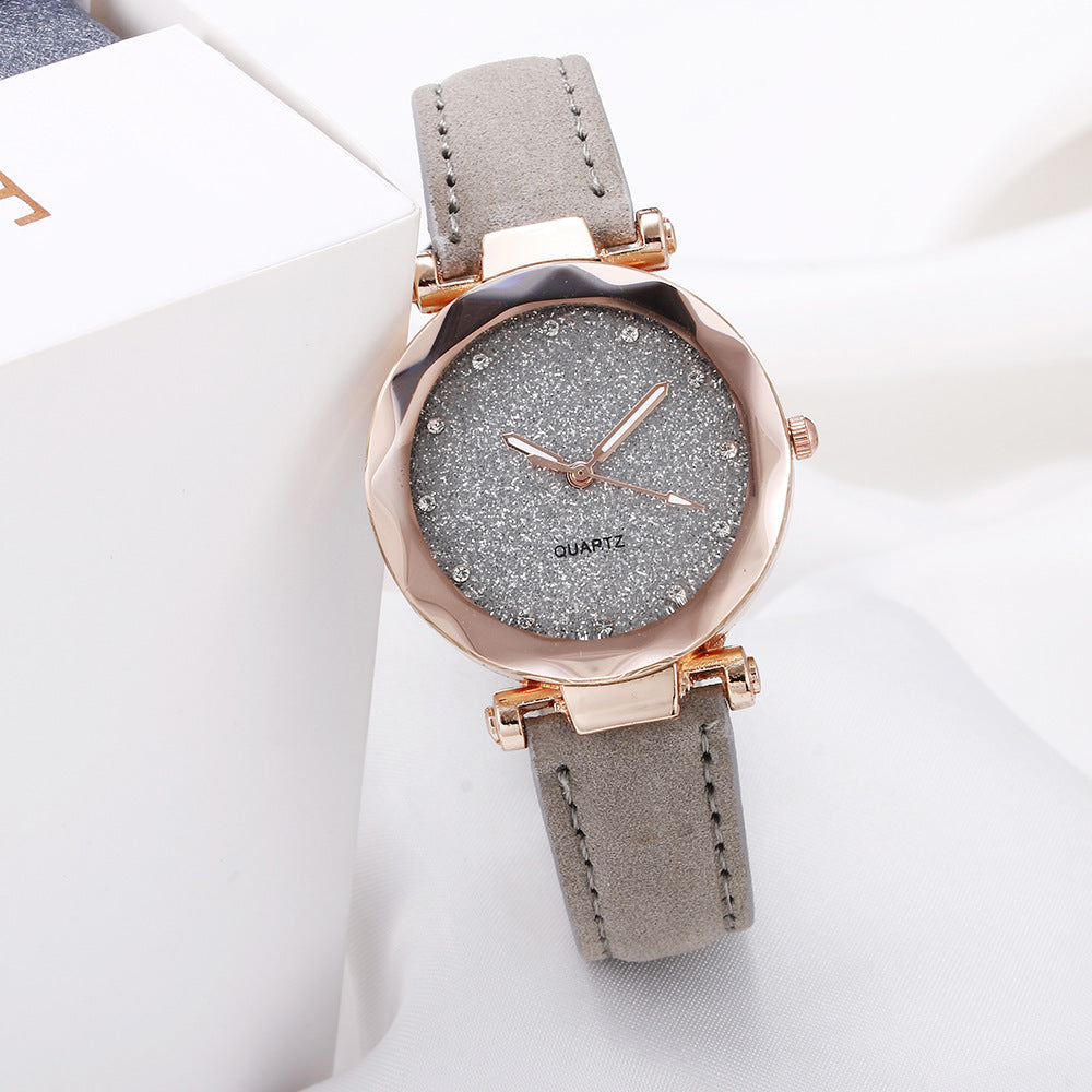 Casual Women Romantic Starry Sky Wrist Watch Leather Rhinestone Designer Ladies Clock - Magical Elegant Unique Eye-Catching Dreamy Stunning