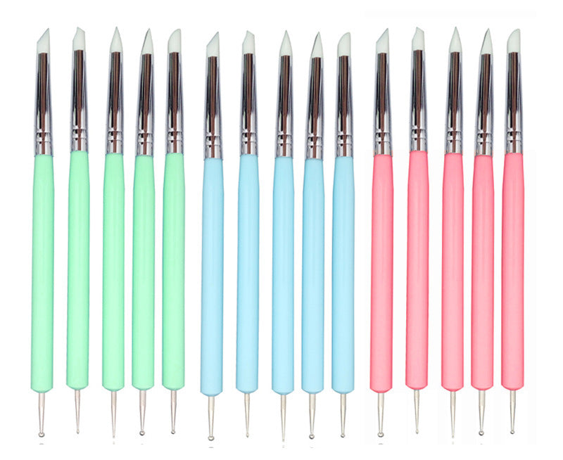 Professional Nail Art Sculpture Tools - 15cm 5pcs Set | 0.9-2.5mm Ball 5mm Silicone Tips