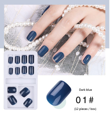 Pure Color Press-On Nail Patches - Professional Set | 12 Pieces 18g