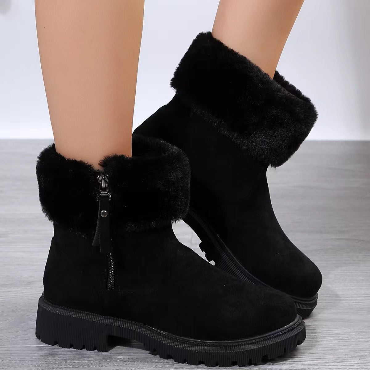 Women's Warm Plush Winter Snow Boots with Side Zipper