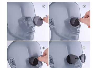 Frameless Clip-nose Round Clip-on Glasses Retro Mini Clip-nose Sunglasses