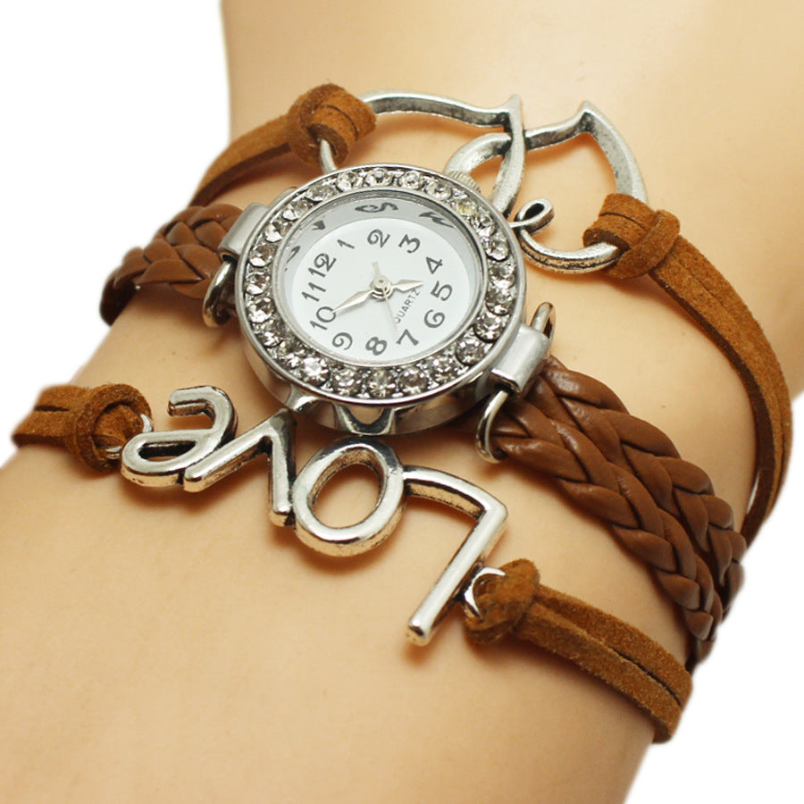 Alloy Love Double Heart-Shaped Love Woven Multi-Layer Watch - Stylish Functional Exquisite Unique Elegant Durable Statement