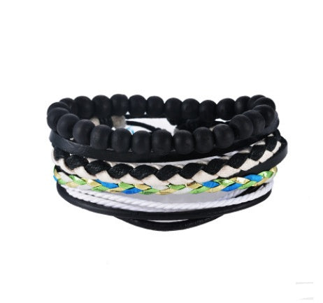 Läderarmband män Flerlagers pärlorarmband Punk wrap armband för kvinnor Vintage punk män smycken
