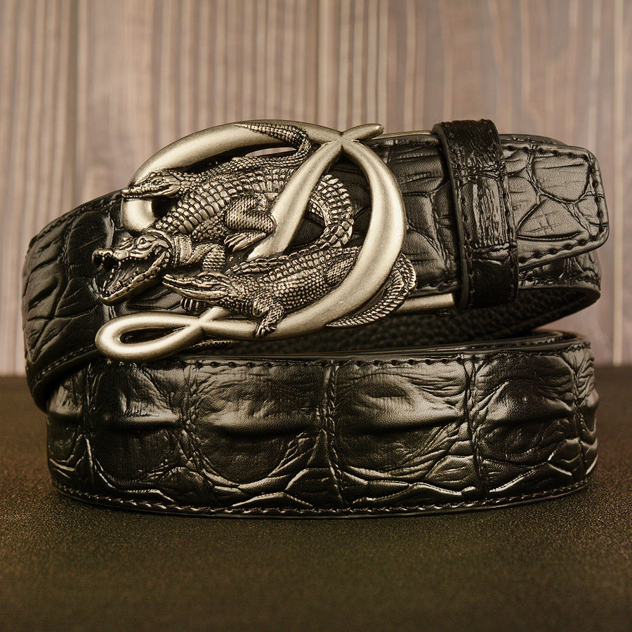 Double cuir pour hommes avec boucle de ceinture automatique