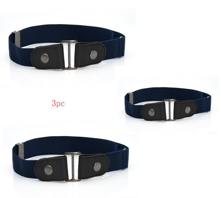 Men's Leather Slim Stretch Invisible Jeans Lazy Belt - Seamless Comfort