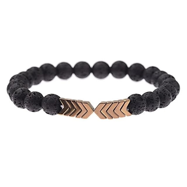 Lila pil män och kvinnor Naturstensarmband Volcanic Stone Magnet armbindel