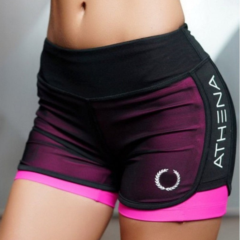Women Casual Short for Workout - Fake Two Sports Shorts Style. - Layered Innovation