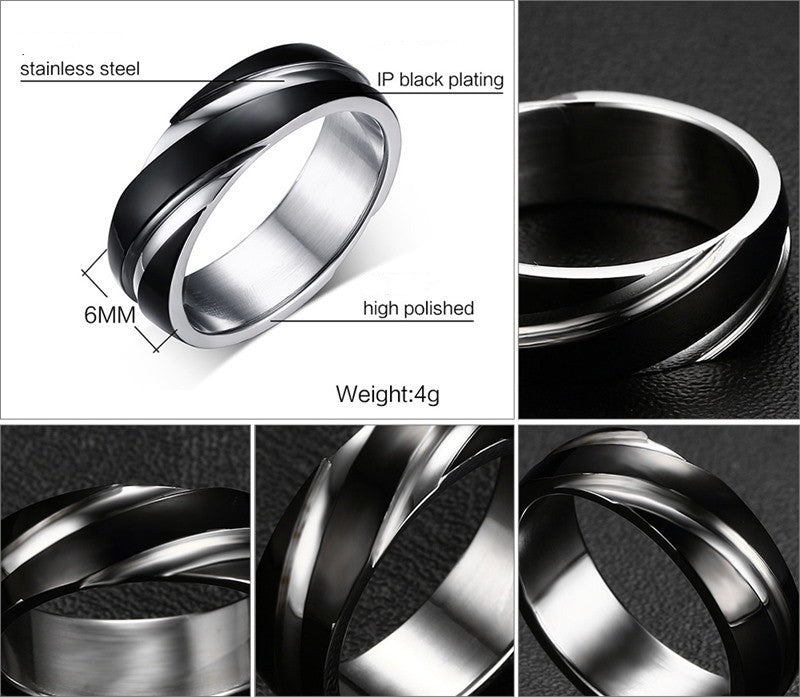 Bague pour homme en sergé d'acier titane noir