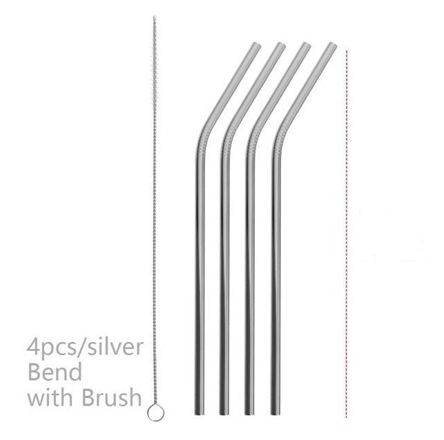 Colorful Reusable Stainless Steel Straws 4PCS/Pack