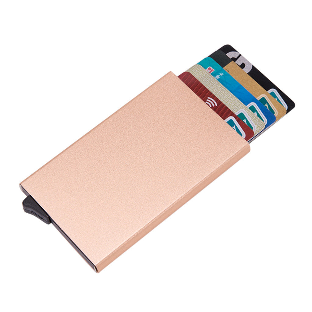 High-Class Aluminum Multi-Card Holder Solid Color Automatic Pop-up Anti-Theft Bank Card Box
