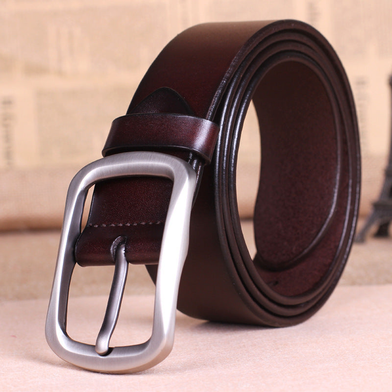 Men's Pure Leather Belt Buckle Young to Middle-Aged All-Match - Timeless Authenticity
