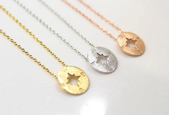Round Disc Necklaces Pendant Women Compass Necklace