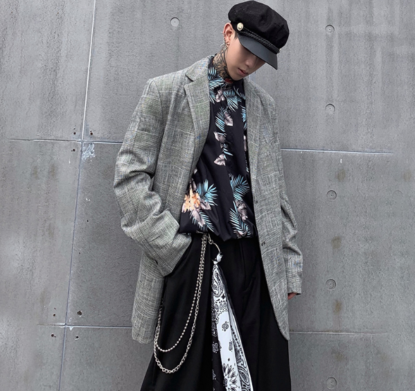 Costume ample à manches longues tendance pour homme