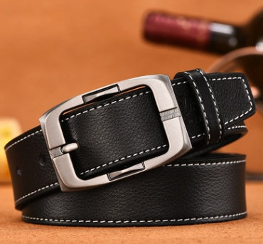 Men's Smooth Buckle Fashion Business Two-Layer Leather Belt - Professional Flow