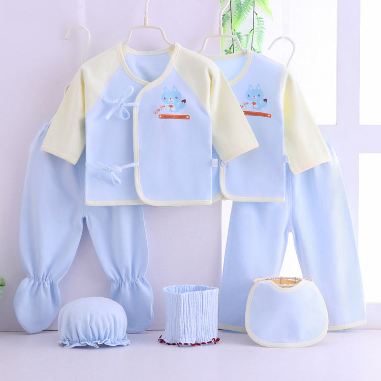 Vêtements pour bébé sept pièces, sous-vêtements pour nouveau-nés en coton couleur