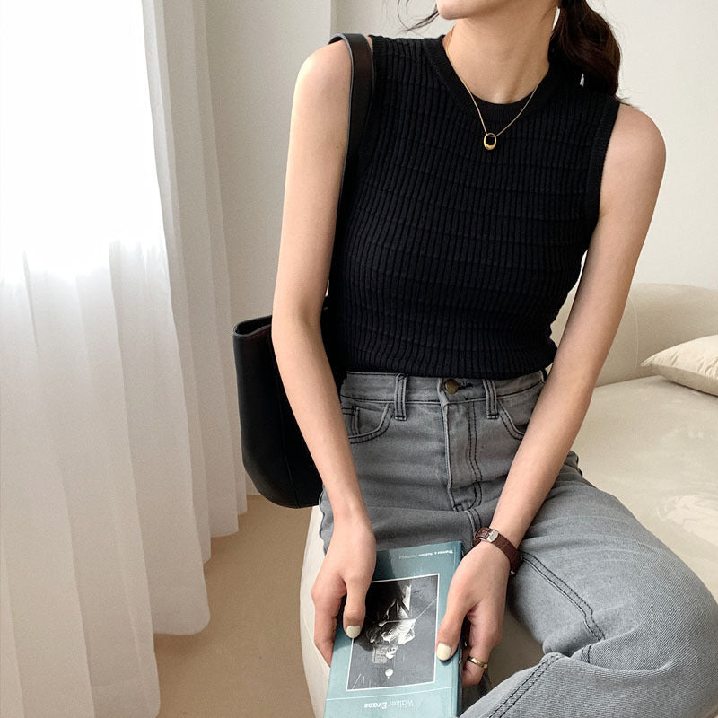 Camisole stickad botten ärmlös för kvinnor