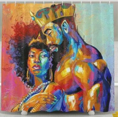 Art Design Graffiti Hip Hop African Girl Shower Curtain - Modern Building Bathroom Decor