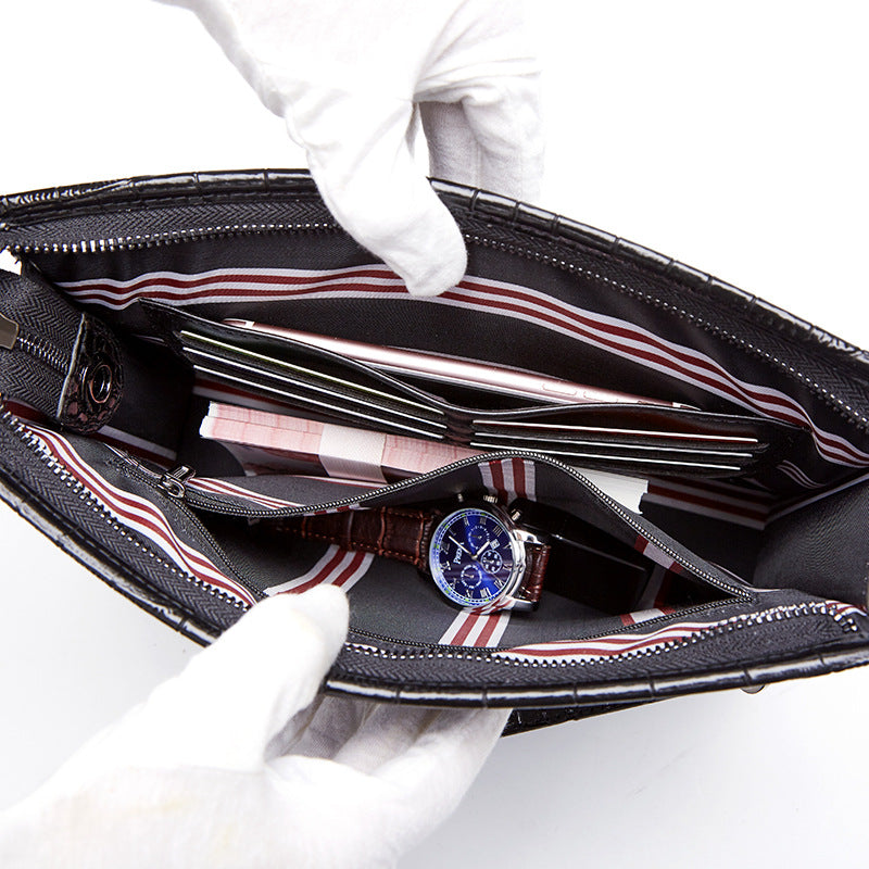 Sac à clip en cuir de grande capacité, pochette décontractée d'affaires