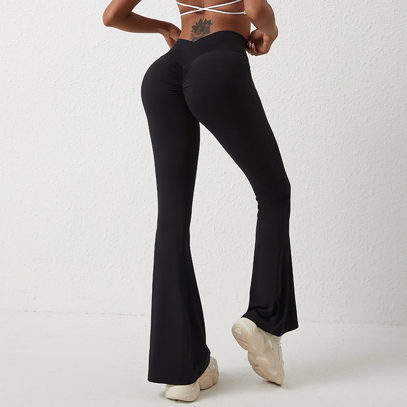 Bell-bottom byxor Dam Yoga High Waist Byxor Leggings Wide Leg Fitness Byxor
