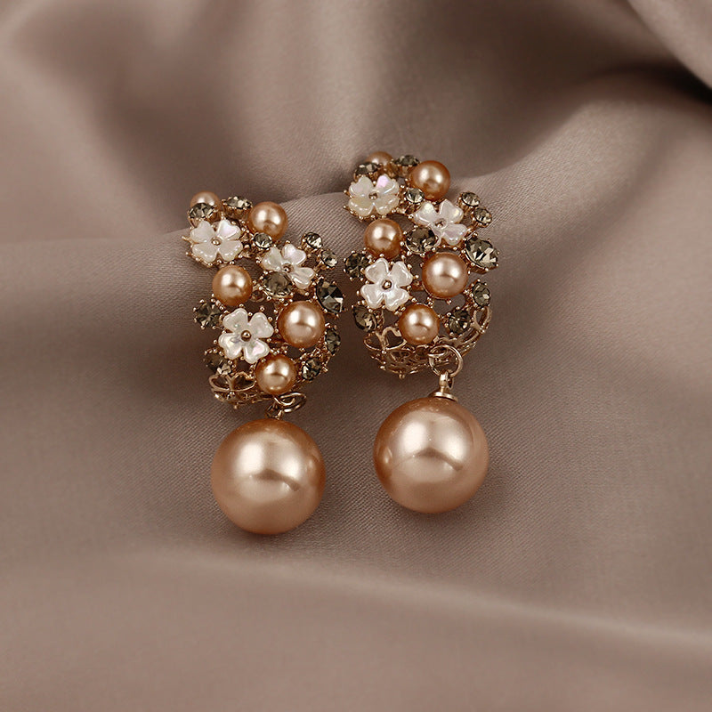 French Style Personalized Fashion Pearl Flower Earrings