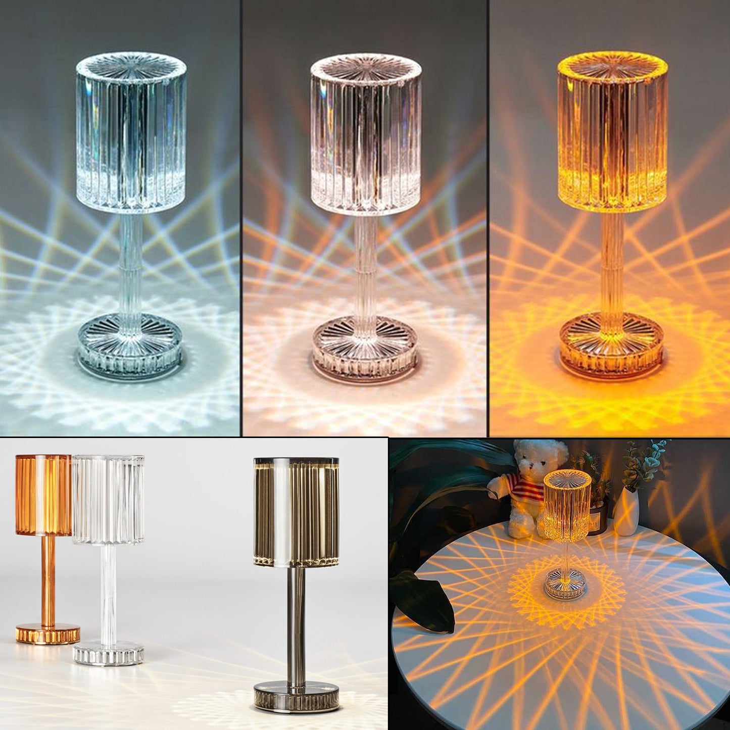 Lampe de Table en cristal, décoration d'hôtel, diamant, Led chaude et romantique pour la décoration de la maison, cadeau romantique, veilleuse, nouvelle collection