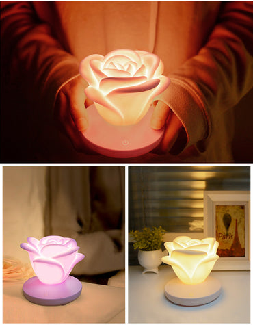 4 Colors Romantic Rose-Shaped Three Lighting Level Dimming Touch Night Light Valentine's Day