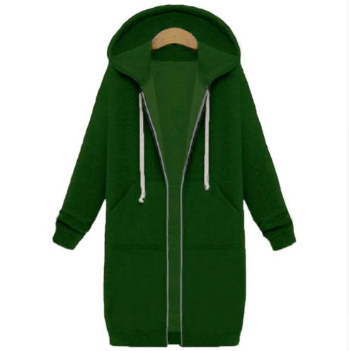 Sweat à capuche long hiver tröja kvinnors jacka et long tjock skjorta