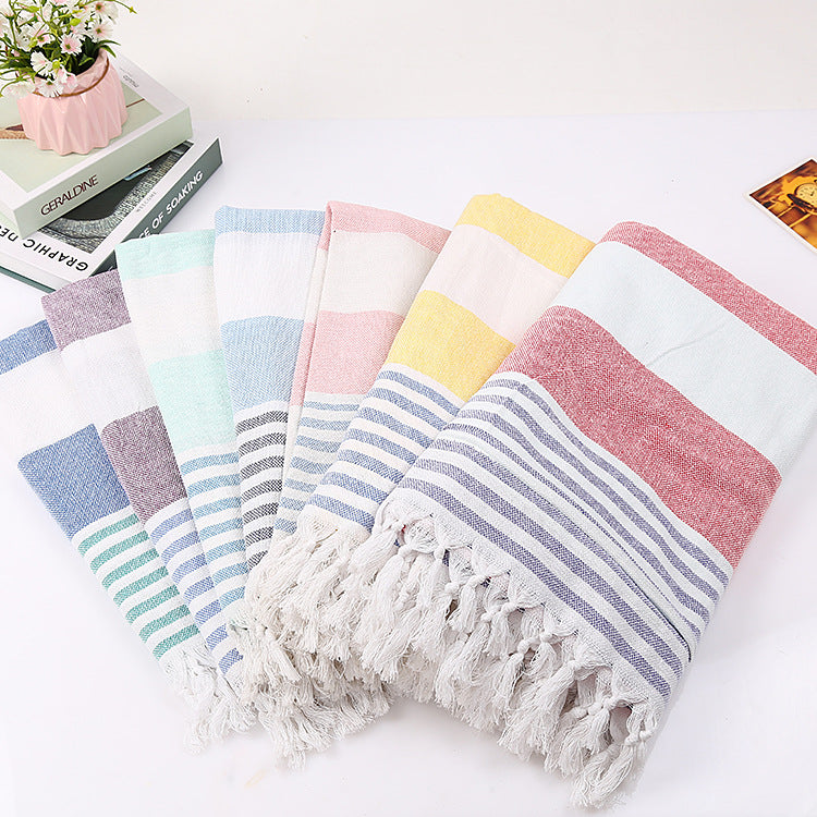 Serviette de plage rayée en coton 100x180cm