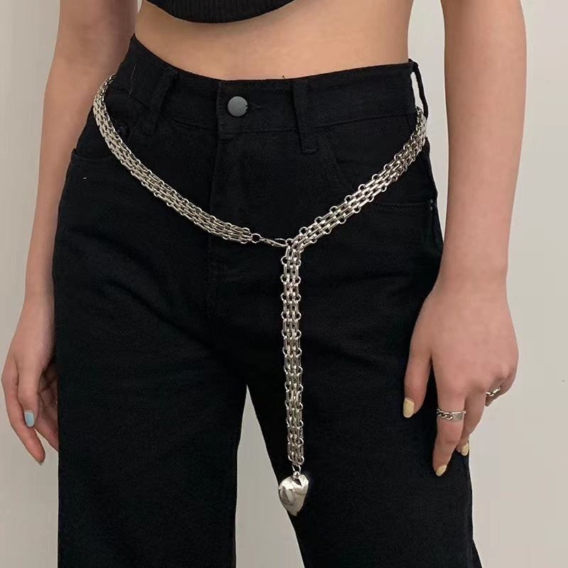 Män och kvinnor design mode kärlekskedja hänge midjekedja metall tillbehör söt kedja