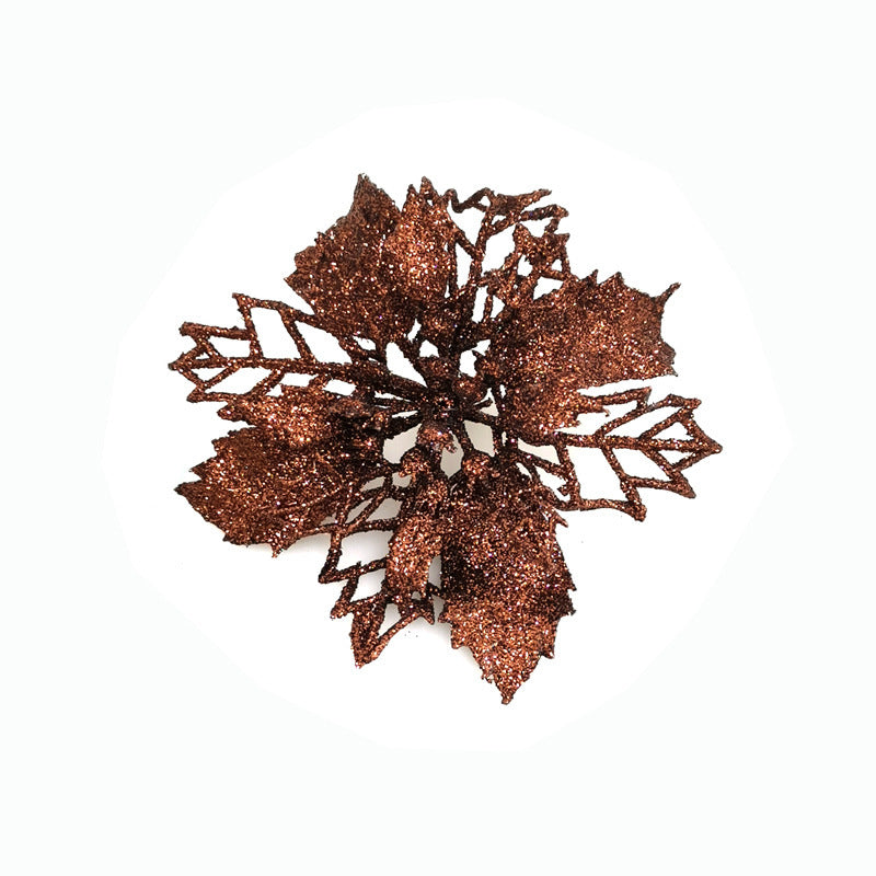 Fleurs de noël artificielles à paillettes, décorations d'arbre de noël pour la maison, fausses fleurs, ornements de noël, décor du nouvel an