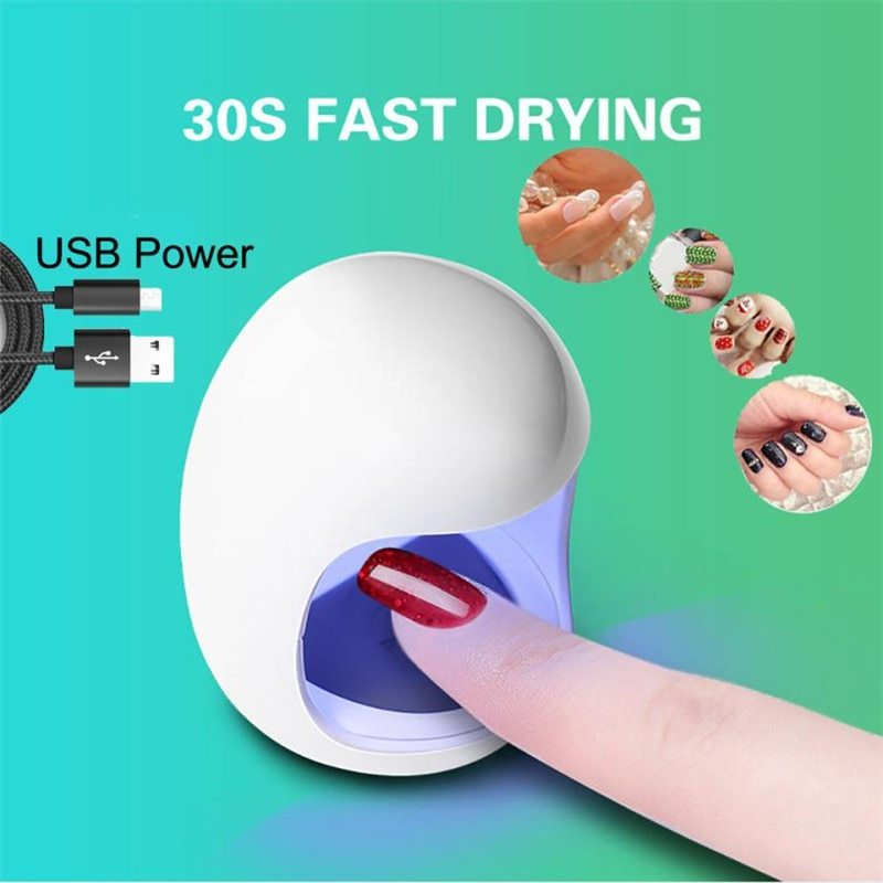 Mini USB UV LED Nail Lamp - 58x45x45mm 30 Seconds | PC ABS White Light Safe