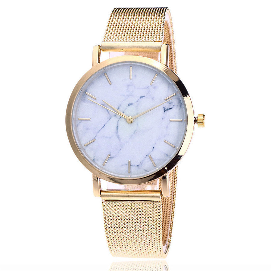 Vansvar Fashion Brand Silver And Gold Mesh Band Creative Marble Wristwatch Casual Women Quartz Watches Gift Relogio Feminino - Elegant Stylish Functional Unique Sophisticated Must-Have