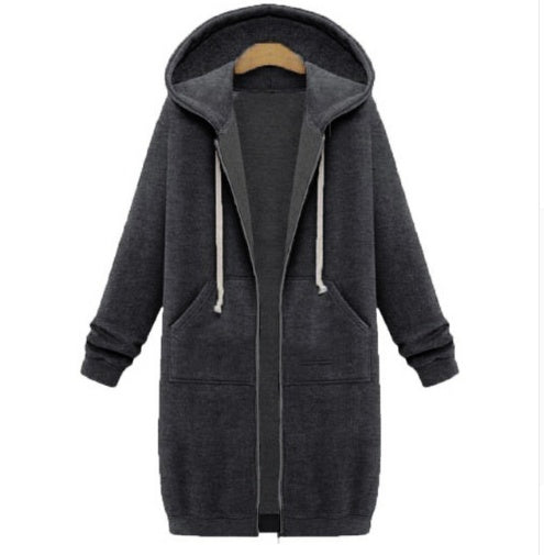 Sweat à capuche long hiver tröja kvinnors jacka et long tjock skjorta
