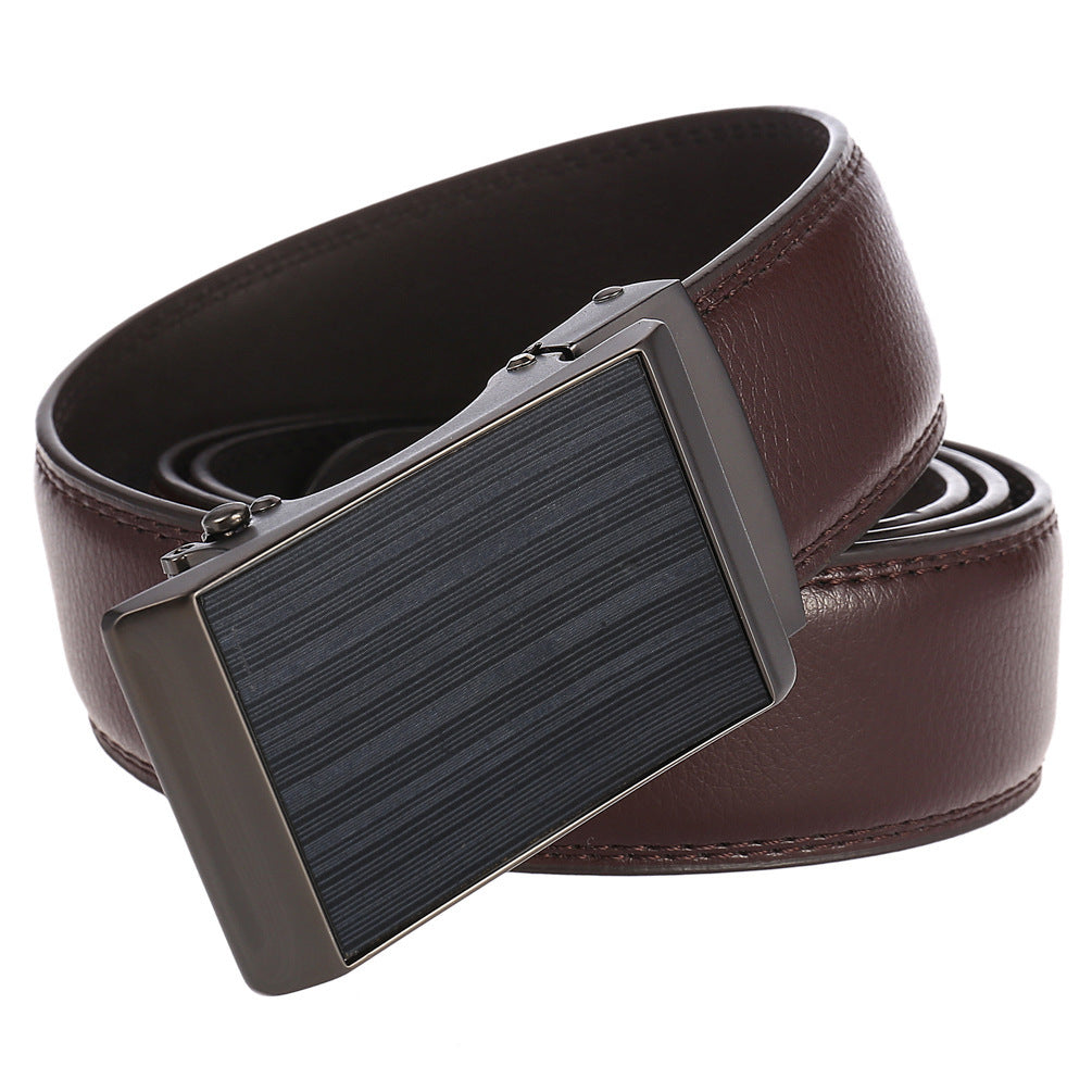 Men's Cowhide Alloy Automatic Buckle Business Casual Pant Belt - Effortless Professional