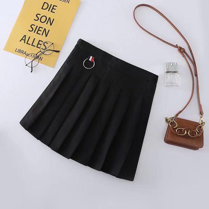 Professional European American Fashion Laminated Mini Skirt - Polyester High-Waisted (Picture Color, S-L, College Style)