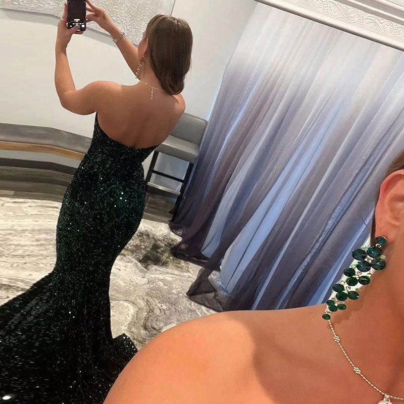 Robes de soirée à paillettes pour femmes, longues robes de bal formelles