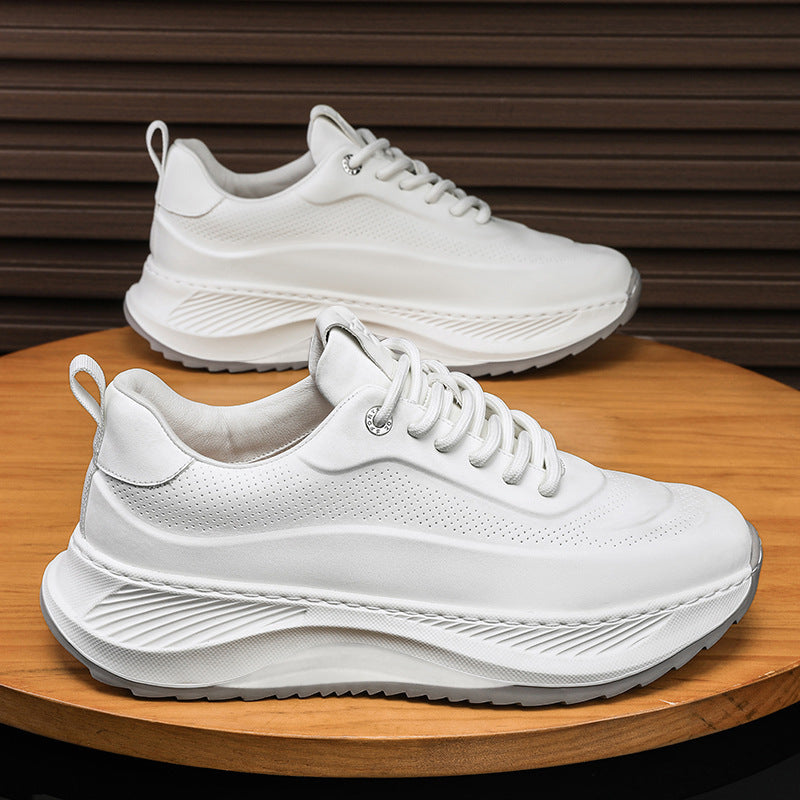Herrskor med tjock sula, casual, andningsbara sneakers, snörning, pappaskor, pojke