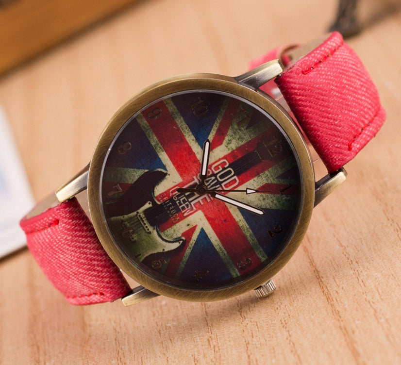 UK Flag Wrist Watch - Stylish Elegant Modern Sophisticated Functional Fashionable Vibrant Statement